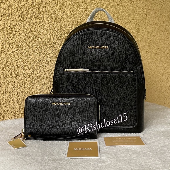 NWT Michael Kors Medium Backpack & Large Phone Wallet Black Set - Picture 3 of 15
